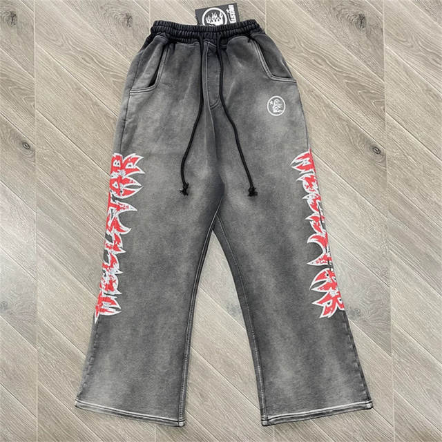 High Quality Hellstar Glitter Print Washed Sweatshirt and Pants Set