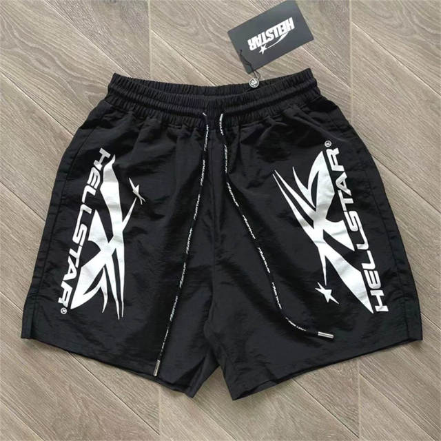 High Quality Hellstar Side Logo Nylon Athletic Shorts | Black