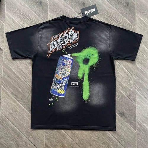 High Quality Hellstar 666 Spray Can Vintage Wash Tee | Black