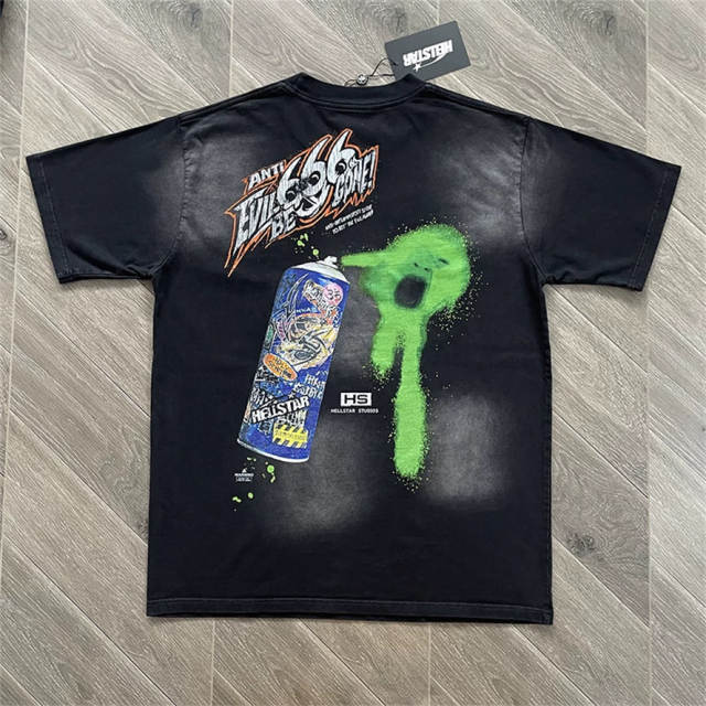 High Quality Hellstar 666 Spray Can Vintage Wash Tee | Black