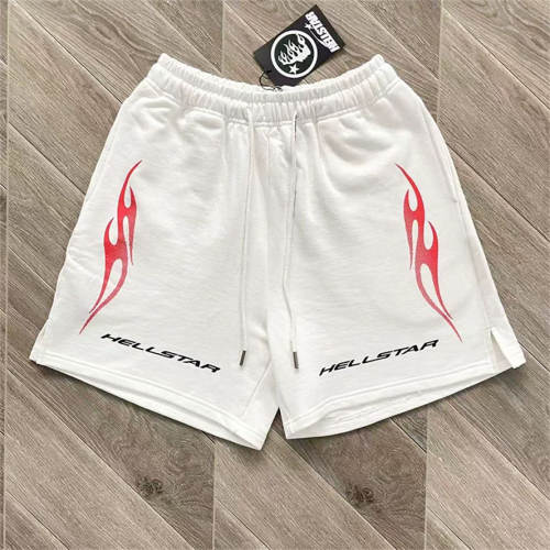 High Quality Hellstar Red Flame Graphic Sweat Shorts | White
