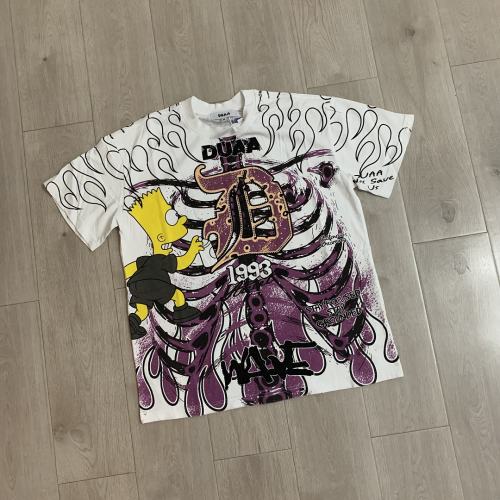 DUAA Bart Simpson Skeleton Flame Tee | White Purple Graffiti