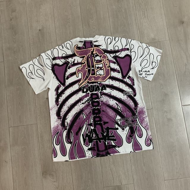 DUAA Bart Simpson Skeleton Flame Tee | White Purple Graffiti