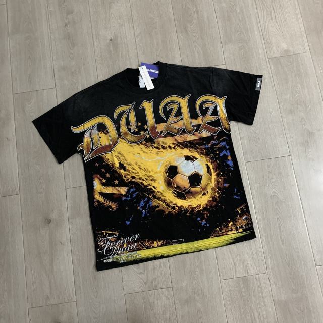 DUAA Flaming Soccer Stadium Vintage Tee | Black Washed