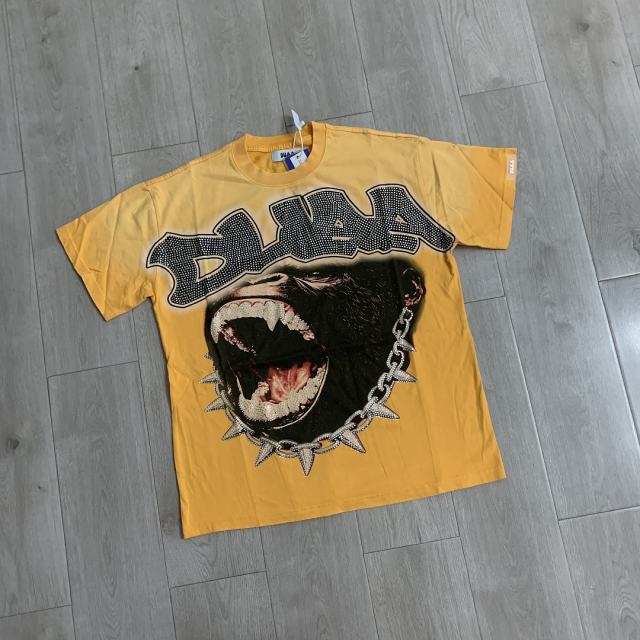 DUAA Rhinestone Gorilla Chainlink Tee | Vintage Washed Yellow