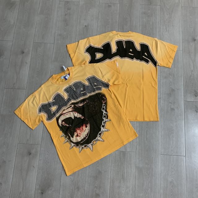 DUAA Rhinestone Gorilla Chainlink Tee | Vintage Washed Yellow