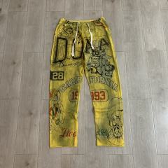 DUAA Tribal Heart Totem Sweatpants | Vintage Washed White