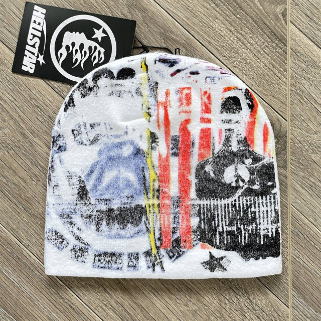 Hellstar Flame Logo Print Knit Beanie