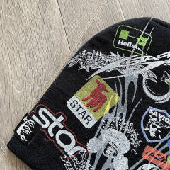 Hellstar Flame Logo Print Knit Beanie