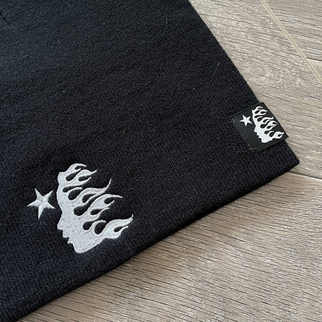 Hellstar Flame Logo Print Knit Beanie
