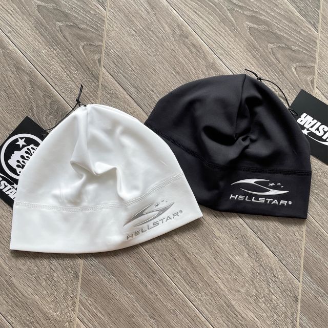 High Quality Hellstar Silver Logo Black Stretch Beanie