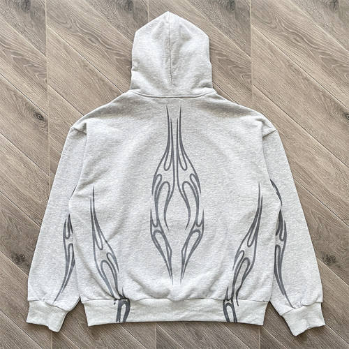 High Quality Hellstar Holy Cross Grey Pullover Hoodie and Pants Set