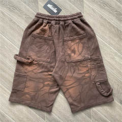 High Quality Hellstar Allover Tribal Print Brown Zip-Up Hoodie and Shorts Set