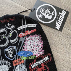 Hellstar Flame Logo Print Knit Beanie
