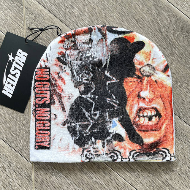 Hellstar Flame Logo Print Knit Beanie