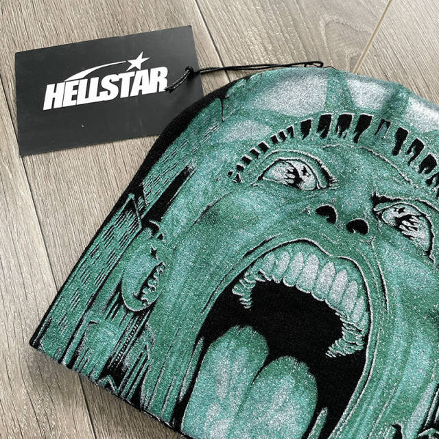 Hellstar Flame Logo Print Knit Beanie