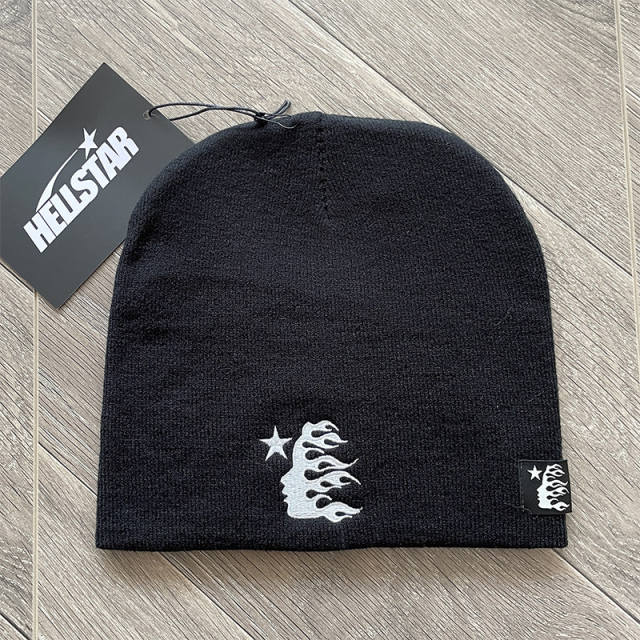 Hellstar Flame Logo Print Knit Beanie