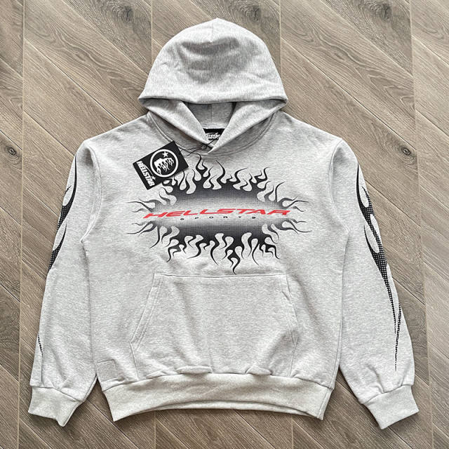 High Quality Hellstar No Guts No Glory Camo Print Grey Hoodie Sweatshirt and Pants Set