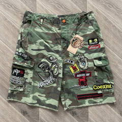 Hellstar Studios Camo Embroidered Patch Cargo Shorts