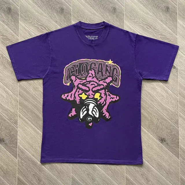 Glo Gang Pink Star Gas Mask Graphic Black T-Shirt