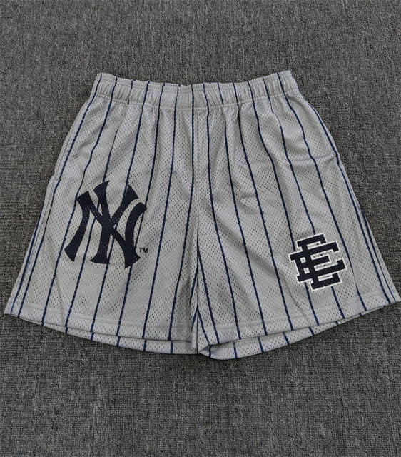 1:1 Top Qualtiy Eric Emanuel White Pinstripe NY EE Logo Mesh Shorts