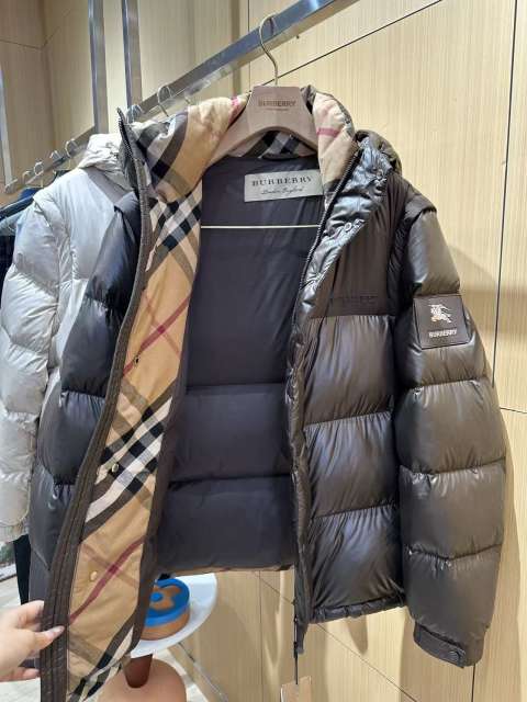 1:1 quality version Knight Logo Plaid Placket Hooded Quilted Down Jacket 3 colors 29481498