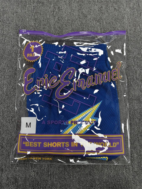1:1 Top Qualtiy Eric Emanuel Blue Lightning Bolt EE Logo Mesh Shorts