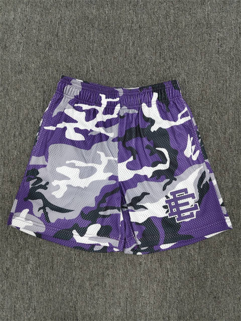 1:1 Top Qualtiy Eric Emanuel Purple Camo EE Logo Mesh Shorts
