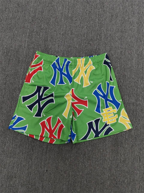 1:1 Top Qualtiy Eric Emanuel Green Multi Color NY Logo EE Logo Mesh Shorts
