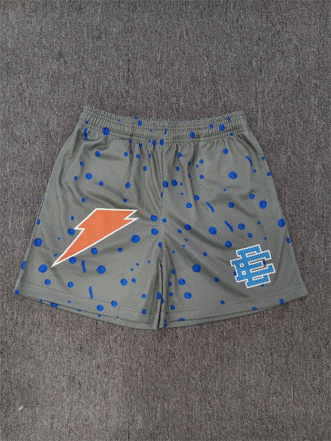 1:1 Top Qualtiy Eric Emanuel Light Grey Blue Abstract Print Mesh Shorts