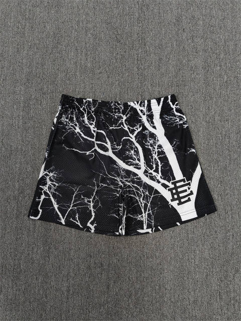1:1 Top Qualtiy Eric Emanuel Black Lightning Tree Print Mesh Shorts