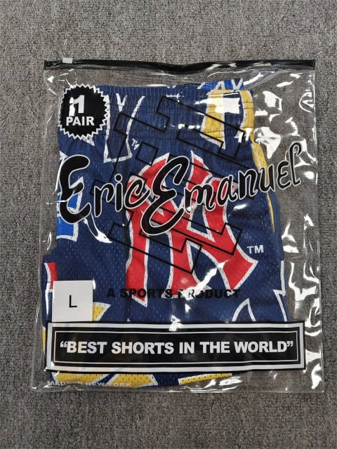 1:1 Top Qualtiy Eric Emanuel Navy Multicolor NY & EE Logo Mesh Shorts
