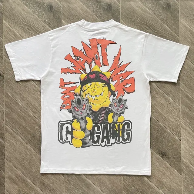 Glo Gang Don't Want War Sun Character Graphic Black T-Shirt