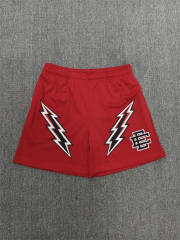 1:1 Top Qualtiy Eric Emanuel Red Double Lightning Bolt EE Logo Mesh Shorts