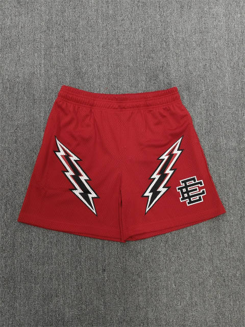 1:1 Top Qualtiy Eric Emanuel Red Double Lightning Bolt EE Logo Mesh Shorts