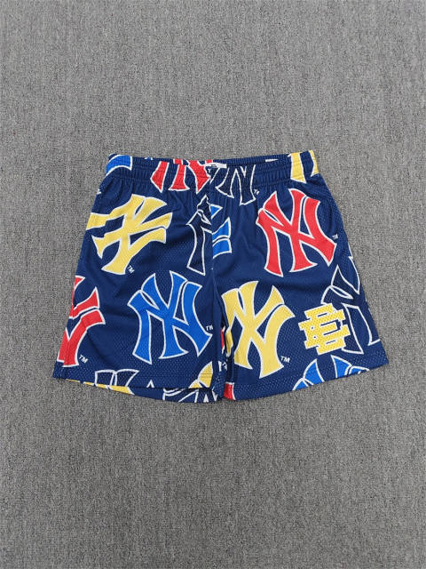 1:1 Top Qualtiy Eric Emanuel Navy Multicolor NY & EE Logo Mesh Shorts