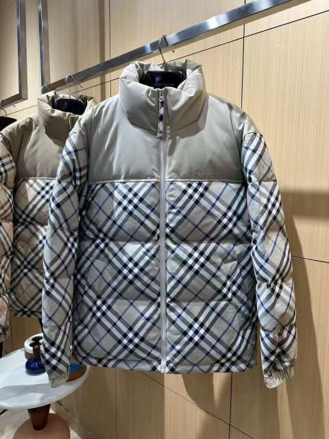1:1 quality version Plaid Paneled Stand Collar Casual Zip-Up Down Jacket 3 colors 29481423