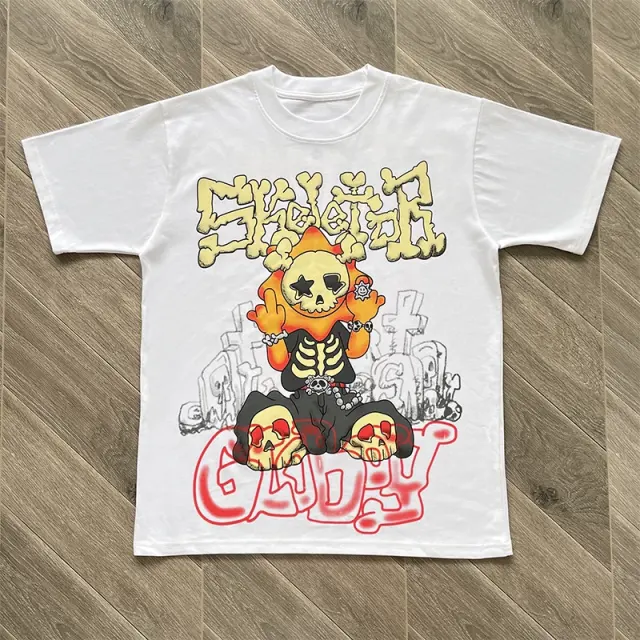 Glo Gang Skeleton Sun Character Graphic Black T-Shirt