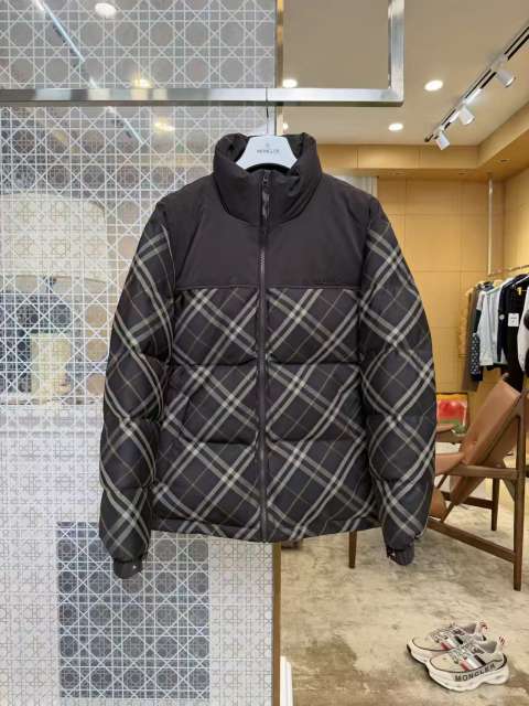 1:1 quality version Plaid Paneled Stand Collar Casual Zip-Up Down Jacket 3 colors 29481423
