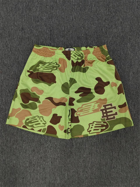 1:1 Top Qualtiy Eric Emanuel Lime Green Camo EE Logo Mesh Shorts