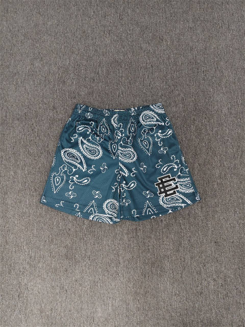 1:1 Top Qualtiy Eric Emanuel Teal Paisley EE Logo Mesh Shorts