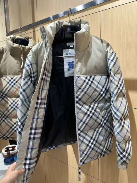 1:1 quality version Plaid Paneled Stand Collar Casual Zip-Up Down Jacket 3 colors 29481423