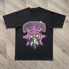 Glo Gang Pink Star Gas Mask Graphic Black T-Shirt