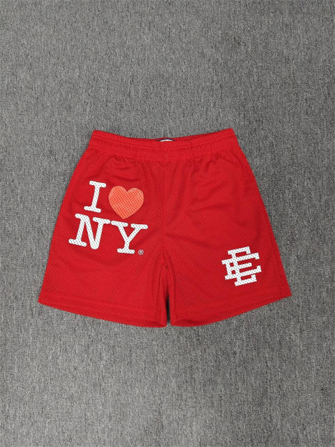 1:1 Top Qualtiy Eric Emanuel Red I Love NY EE Logo Mesh Shorts