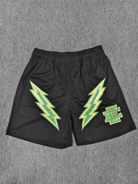 1:1 Top Qualtiy Lightning Bolt EE Logo Black Mesh Shorts