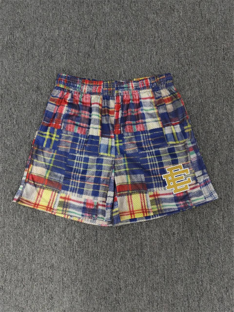 1:1 Top Qualtiy Eric Emanuel Colorful Plaid Madras EE Logo Mesh Shorts