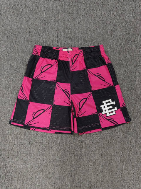 1:1 Top Qualtiy Eric Emanuel Hot Pink Black Checkered EE Logo Mesh Shorts
