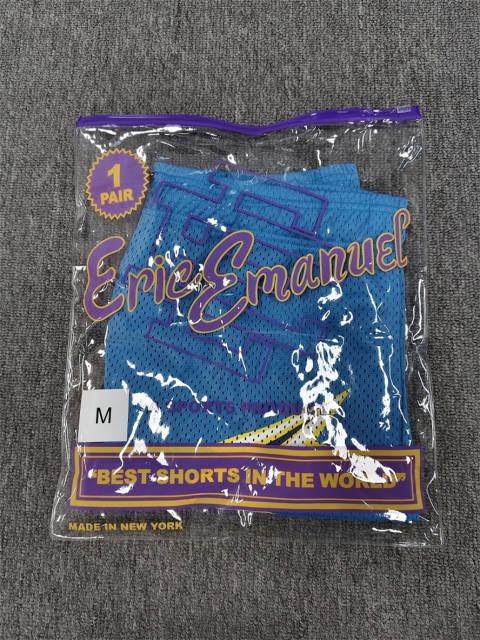 1:1 Top Qualtiy Eric Emanuel Light Blue Lightning Bolt EE Logo Mesh Shorts