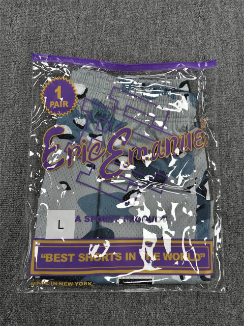 1:1 Top Qualtiy Eric Emanuel Blue Grey Chocolate Chip Camo EE Logo Mesh Shorts