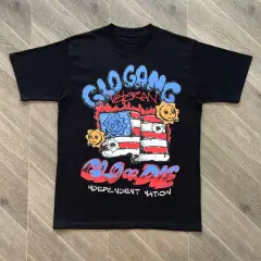 Glo Gang Glo Or Die Flag Sun Mascot Black T-Shirt